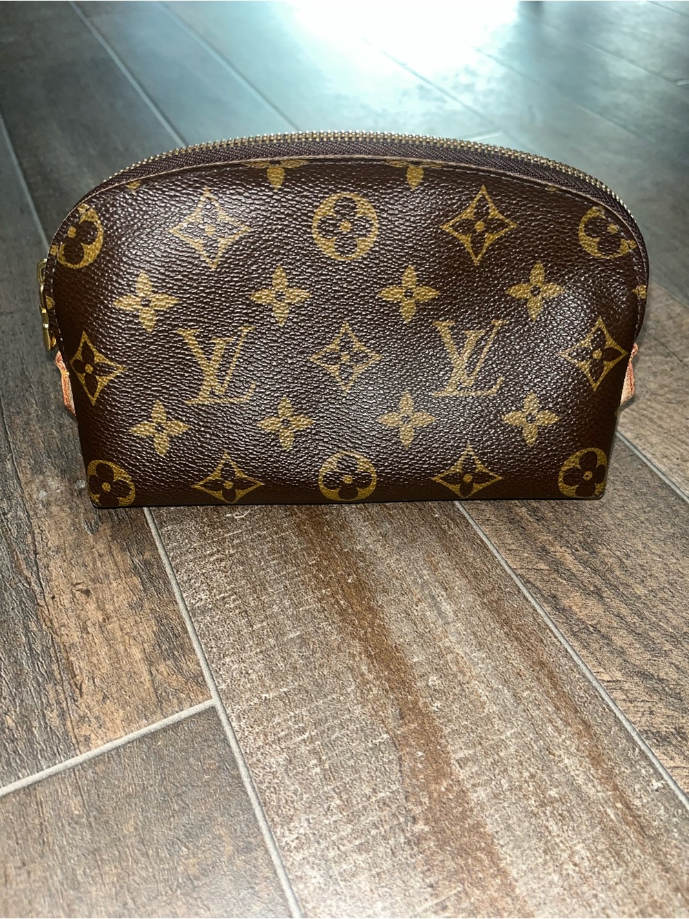 Louis Vuitton Monogram Dome Pouch in Brown and Gold Print